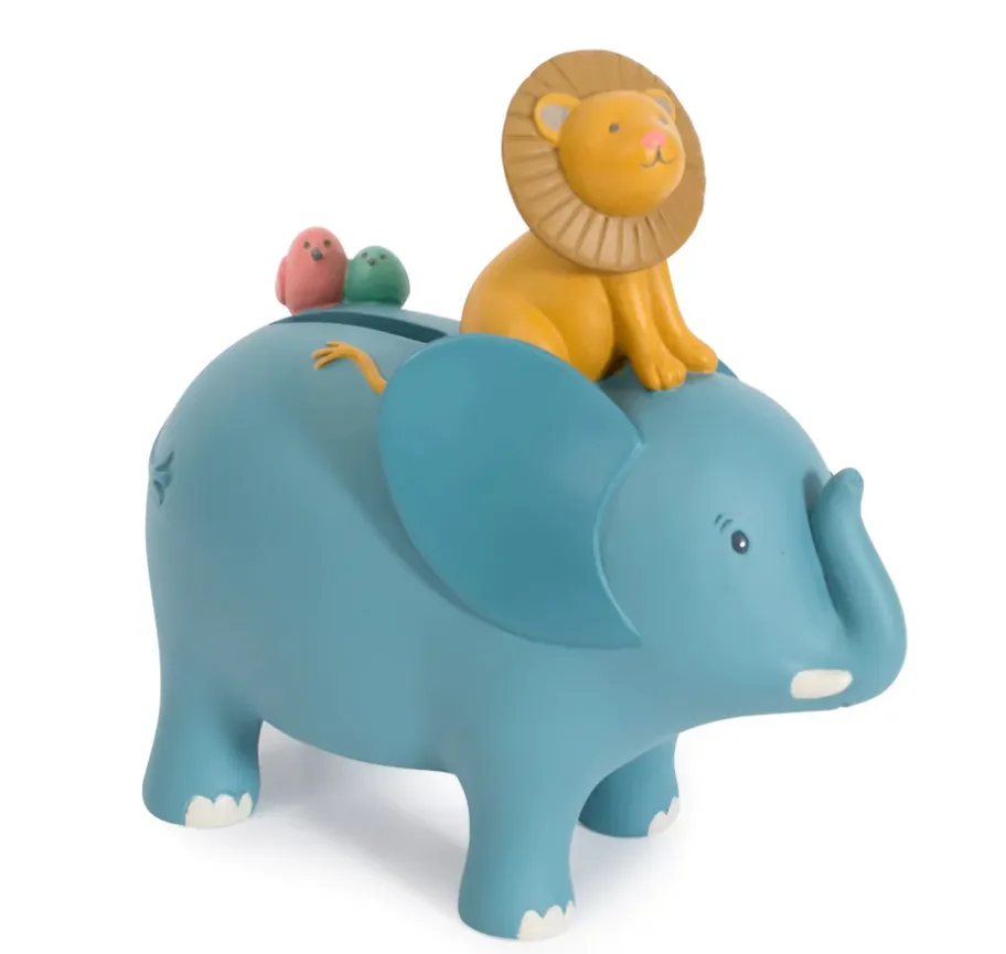 Salvadanaio elefante e leone