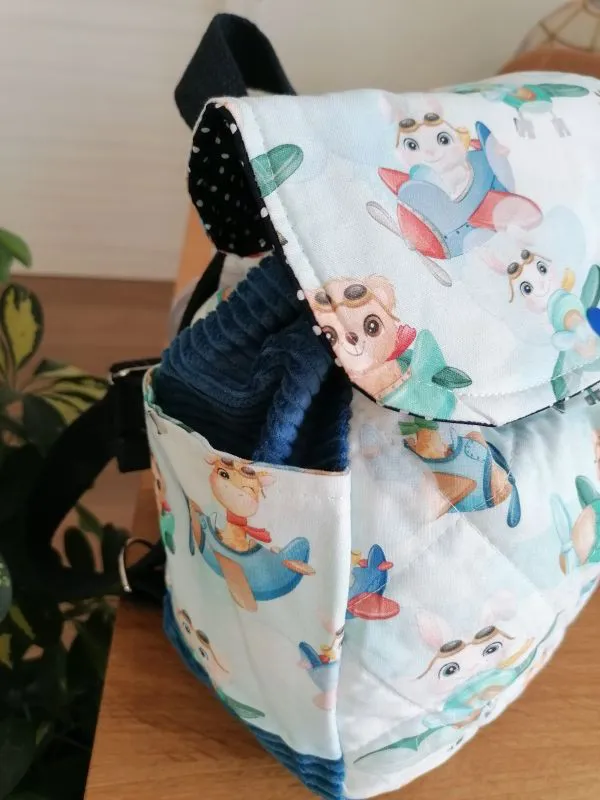 Zaino animaletti e aeroplani con cinghie regolabili
