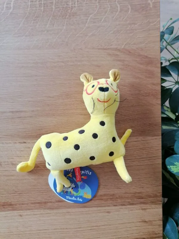 Peluche sonaglino leopardo con occhiali