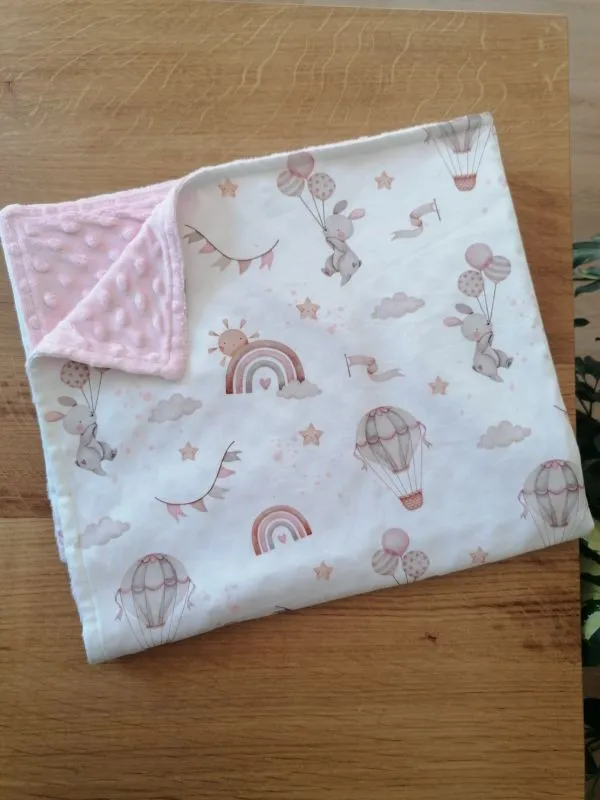 Copertina in pile e cotone Conigliette