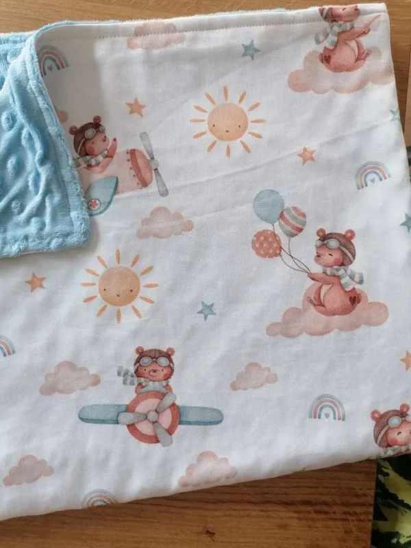Copertina cotone e pile orsetti aviatori