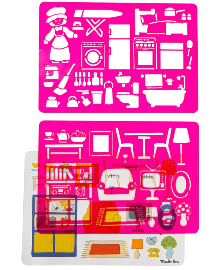 Stencils per disegnare e colorare "In casa"