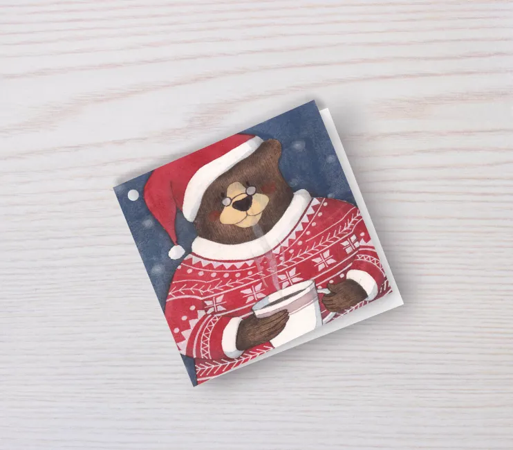 Biglietto chiudipacco Orso con cioccolata