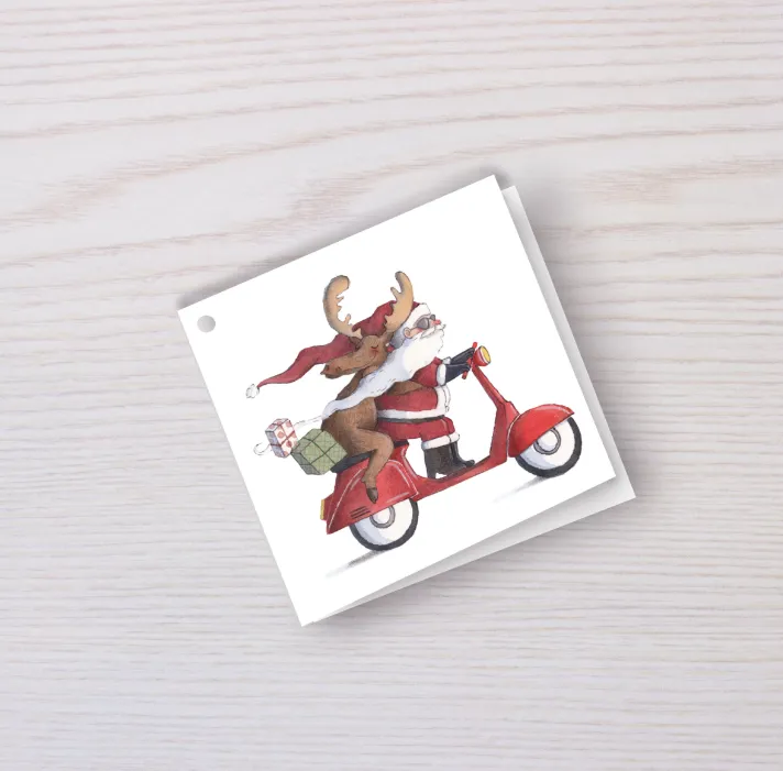 Biglietto chiudipacco Babbo in vespa