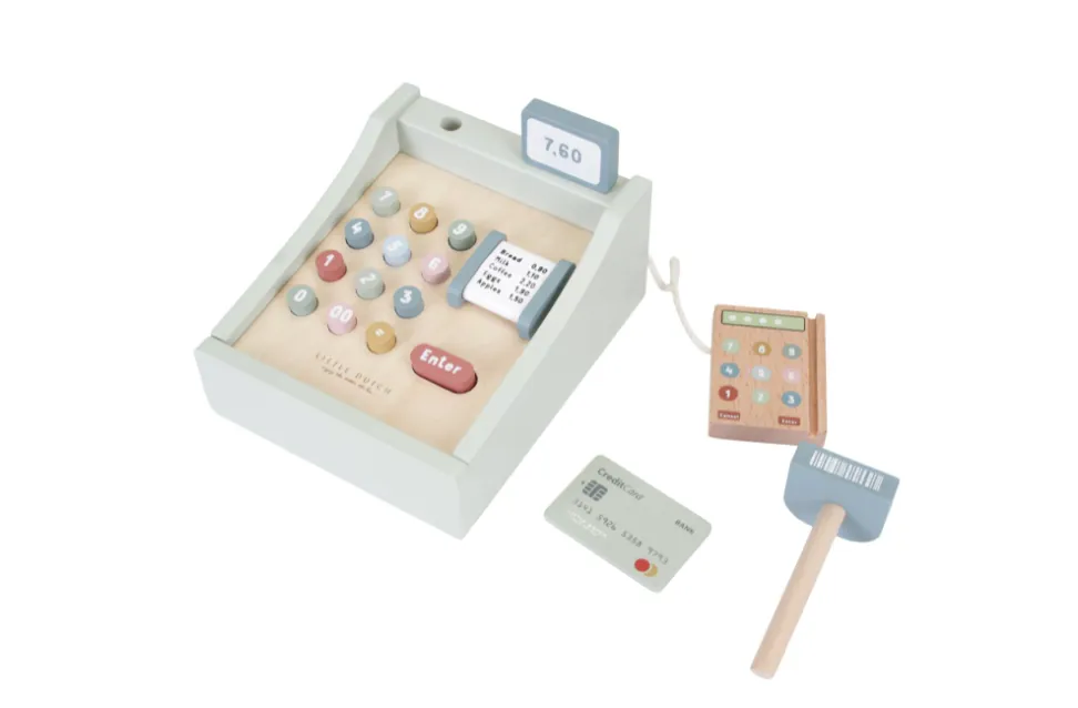 Registratore di cassa con scanner in legno