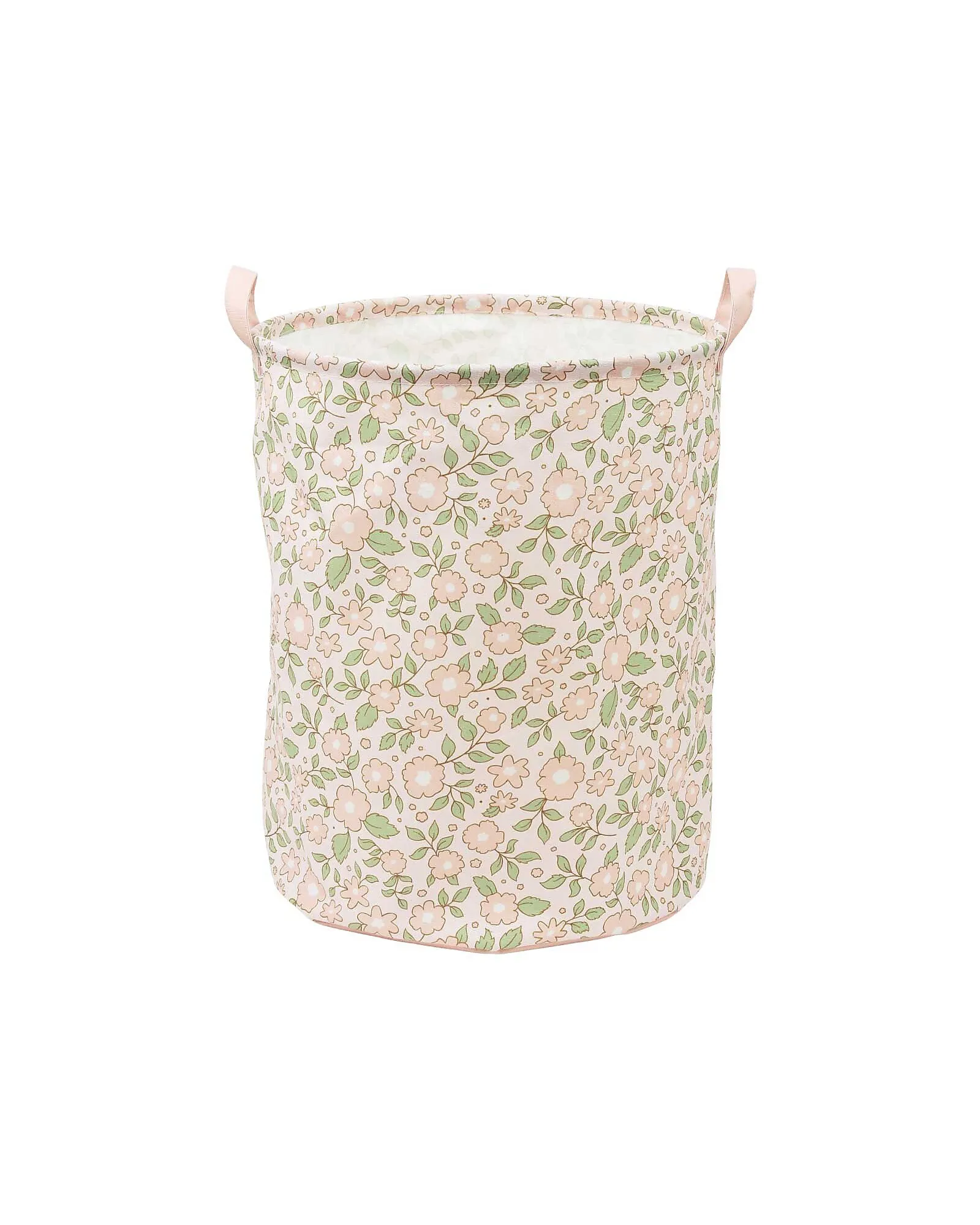 Cesta portaoggetti in cotone fiori base rosa