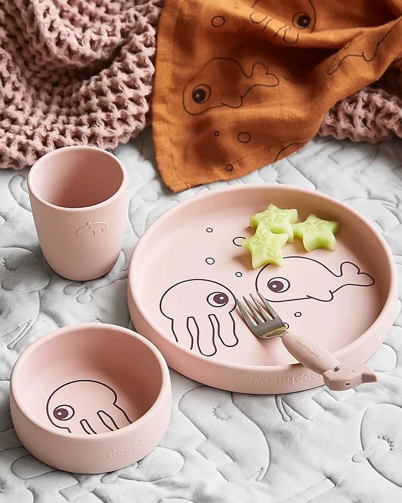 Set pappa in silicone alimentare - Amici del mare rosa