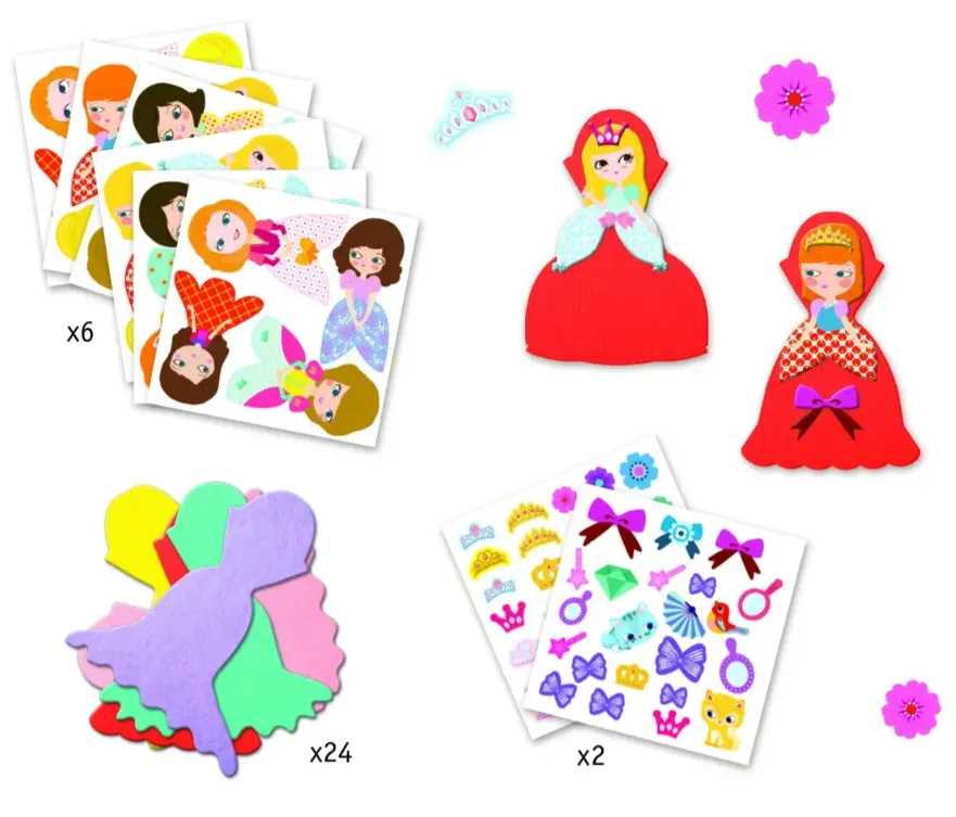Crea con gli stickers e pannolenci Principesse