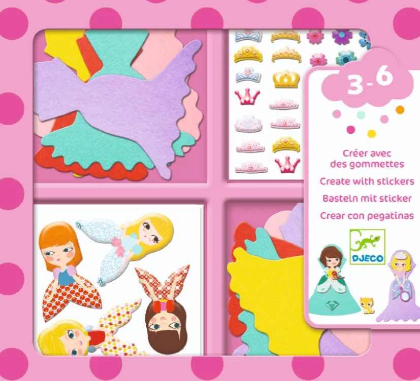 Crea con gli stickers e pannolenci Principesse