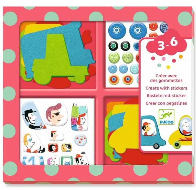 Crea con gli stickers e pannolenci Macchinine