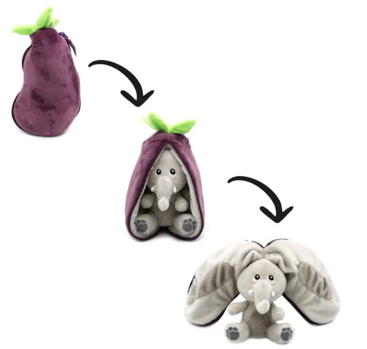 Peluche elefante nella melanzana