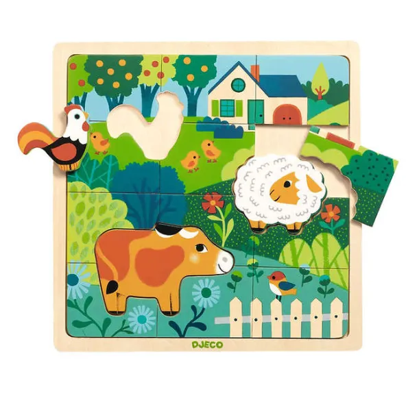 Puzzle in legno fattoria