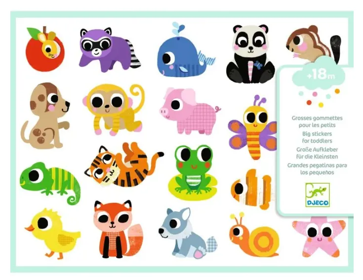 Grandi adesivi per piccoli - 120 pz - Animali