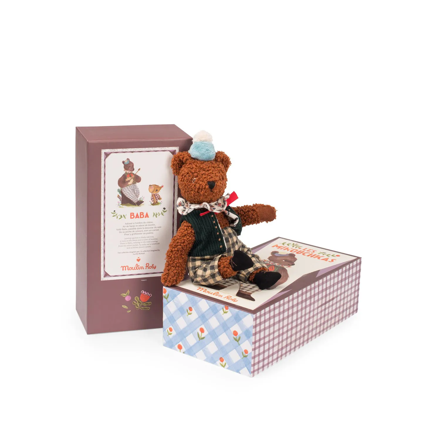 Peluche orsetto Baba Les Minouchkas con scatola illustrata