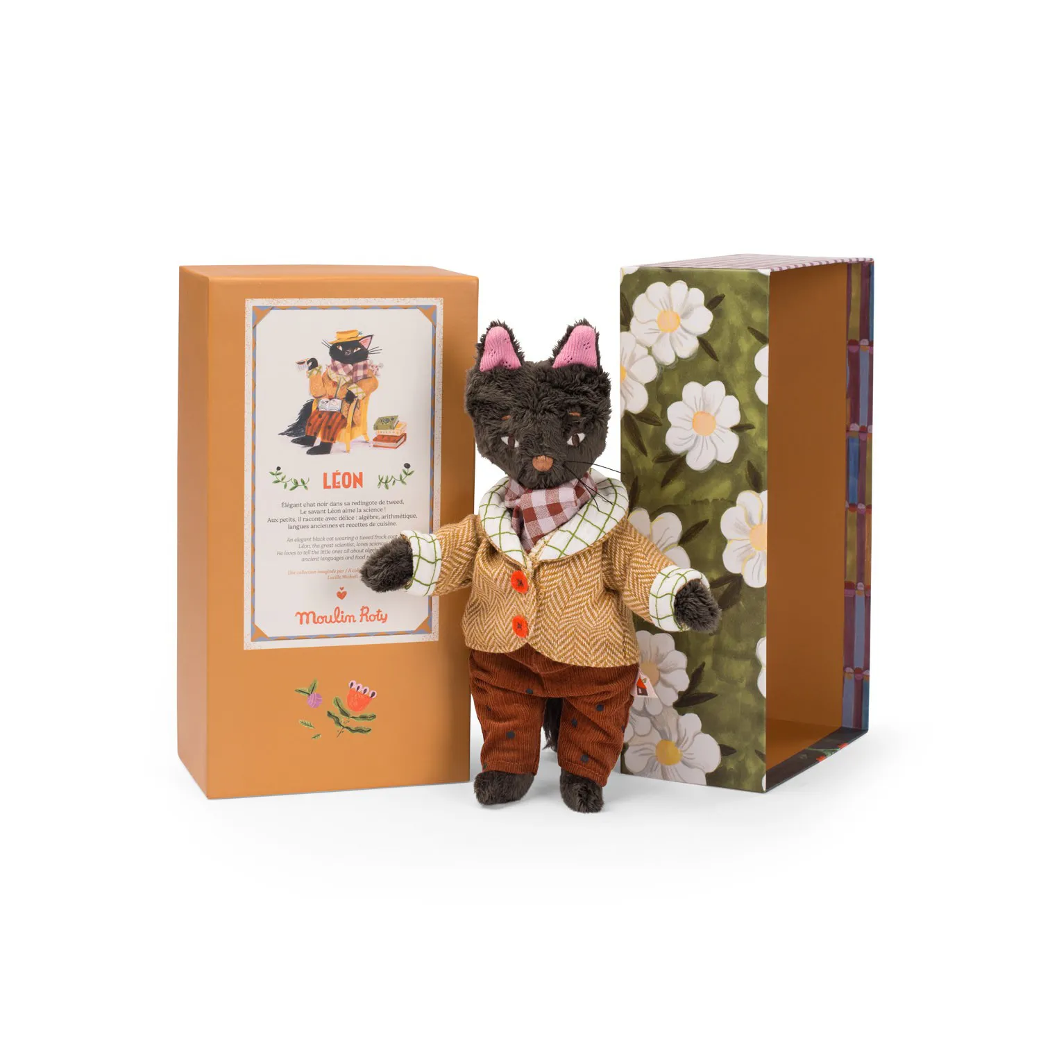 Peluche Gatto Leon Les Minouchkas con scatola illustrata