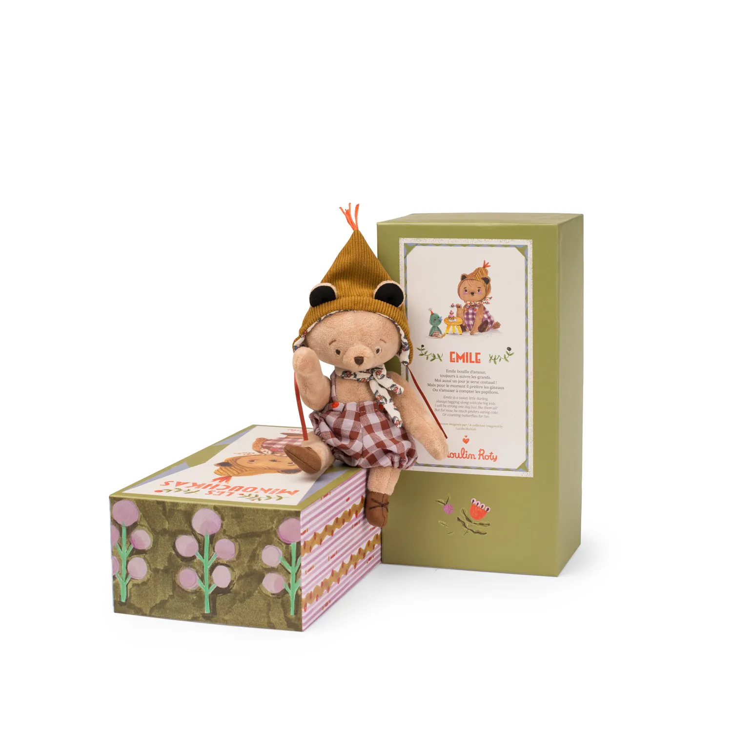 Peluche orsetto Emile Les Minouchkas con scatola illustrata