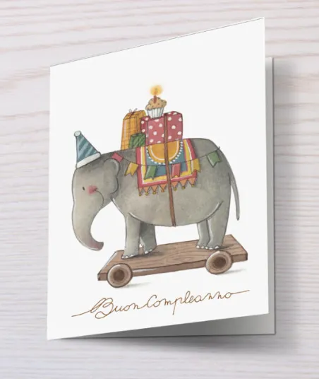 Biglietto di auguri con busta Elefante