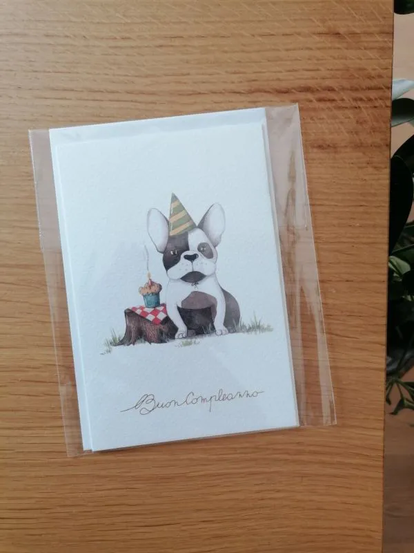 Biglietto di auguri con busta Bulldog