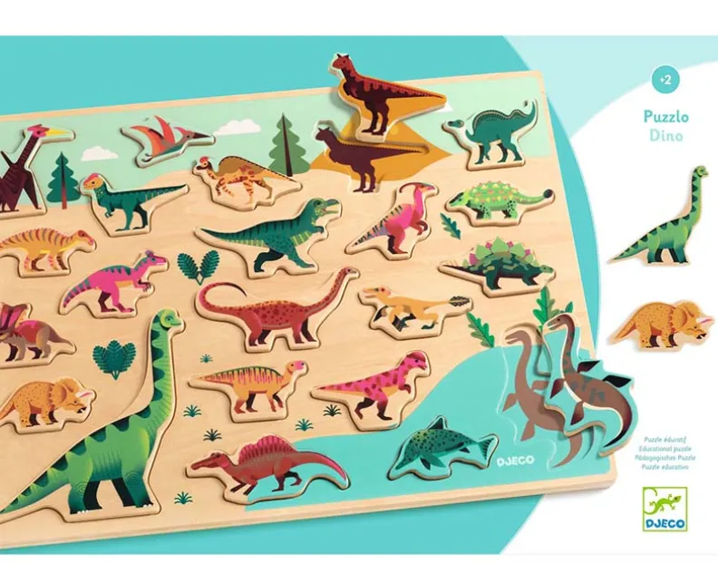 Grande Puzzle ad incastro in legno Dinosauri