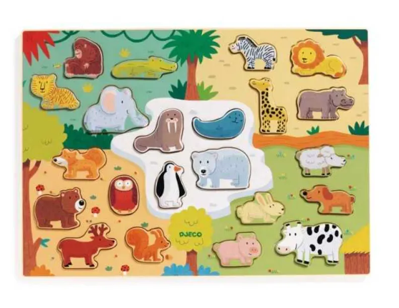 Puzzle grande in legno Animo con animali in legno