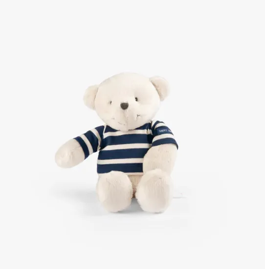 Peluche orsetto bianco t-shirt a righe
