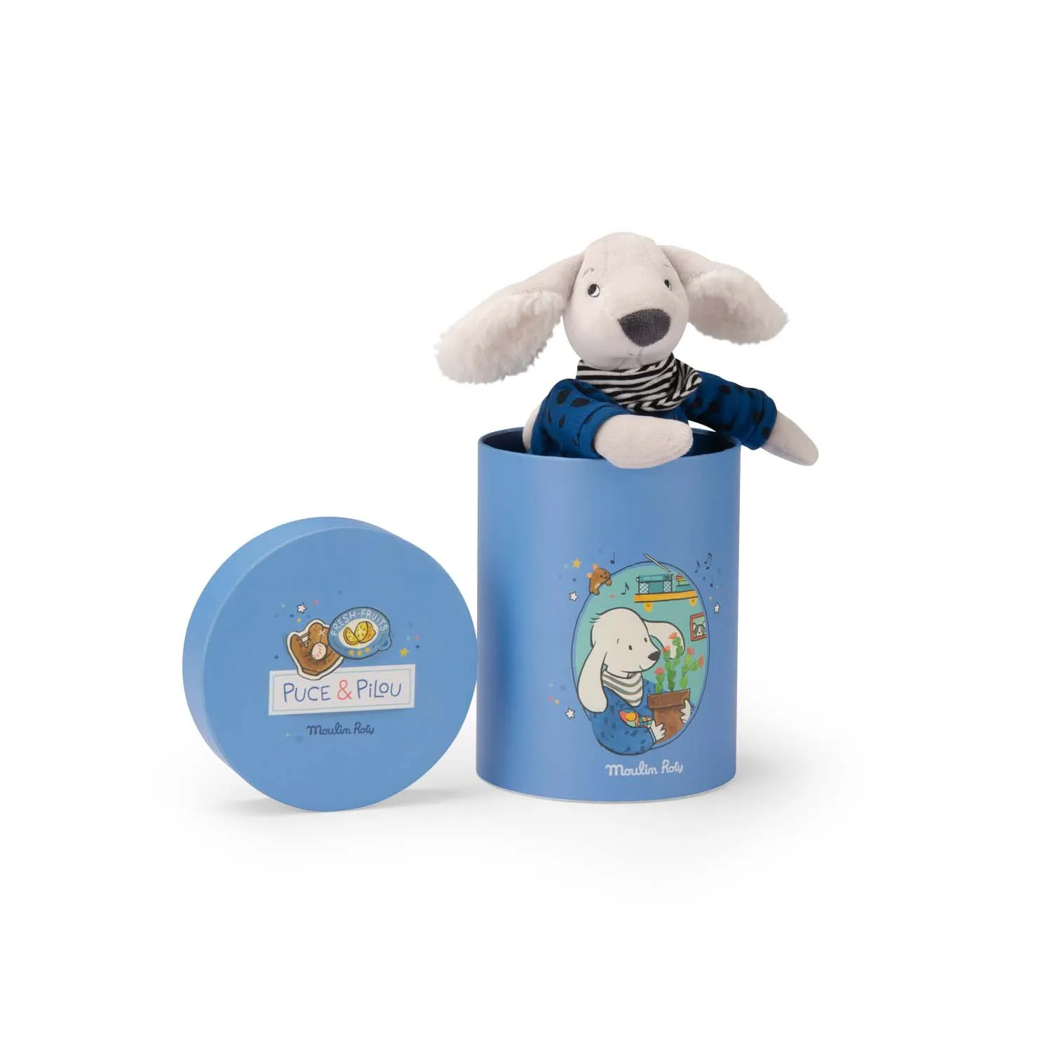 Peluche in scatola regalo, Cane Pilou