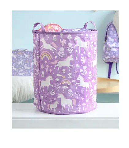 Cesta porta oggetti in cotone - Unicorni