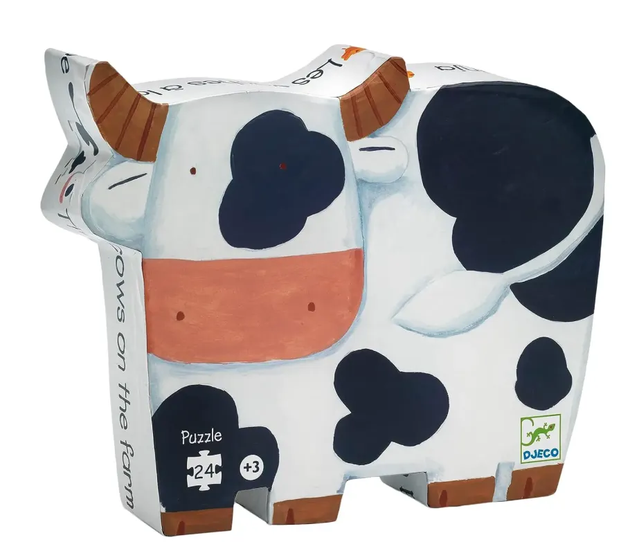 Puzzle sagomato La mucca in fattoria