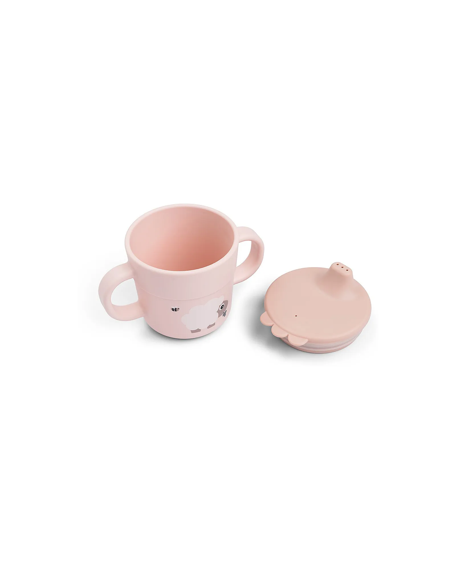 Tazza con Beccuccio e Manici - Tiny Farm - Cipria - 100% Silicone Alimentare