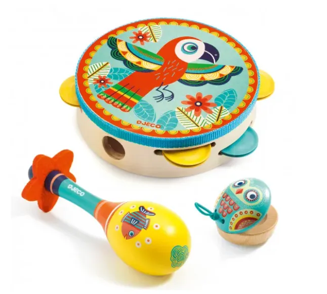 Animambo set strumenti musicali - Tamburello, maracas e nacchera