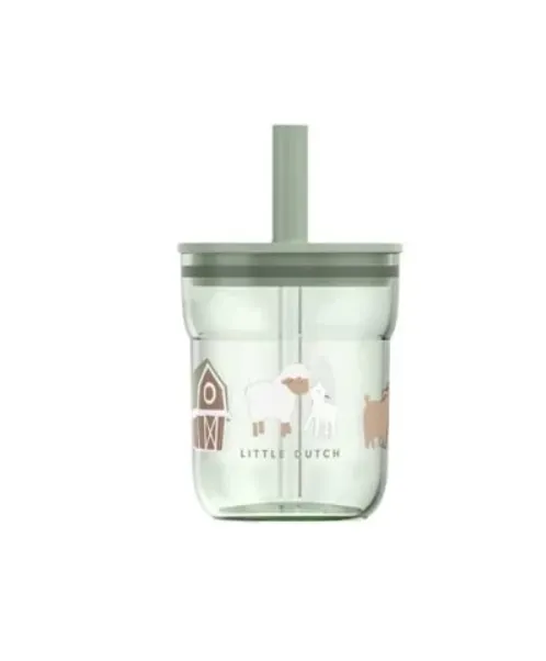 Bicchiere per bambini 250 ml con cannuccia - Piccola fattoria