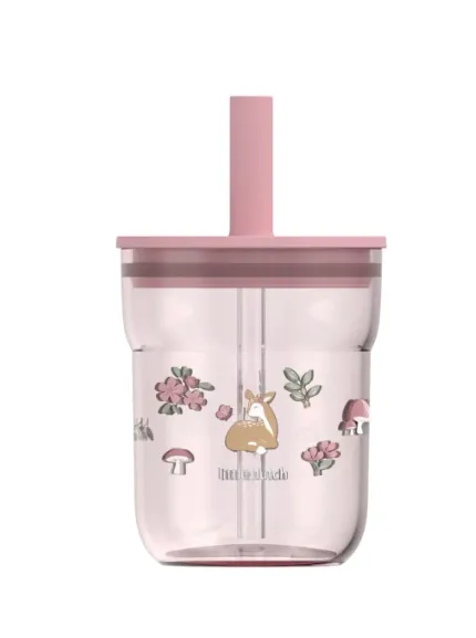 Bicchiere per bambini 250 ml con cannuccia - Il giardino delle fate