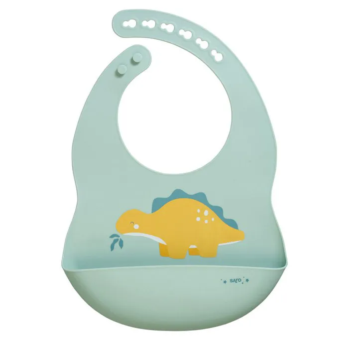 Bavaglia in silicone con tasca - Dinosauro