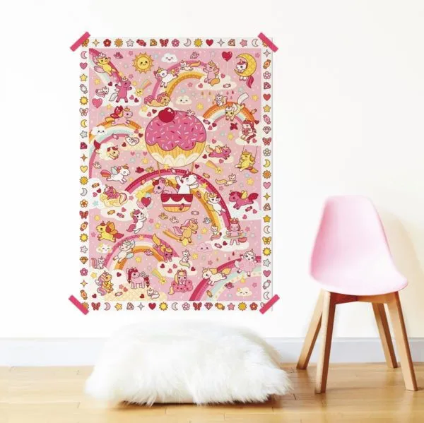 Poster creativo con 150 adesivi - Unicorni