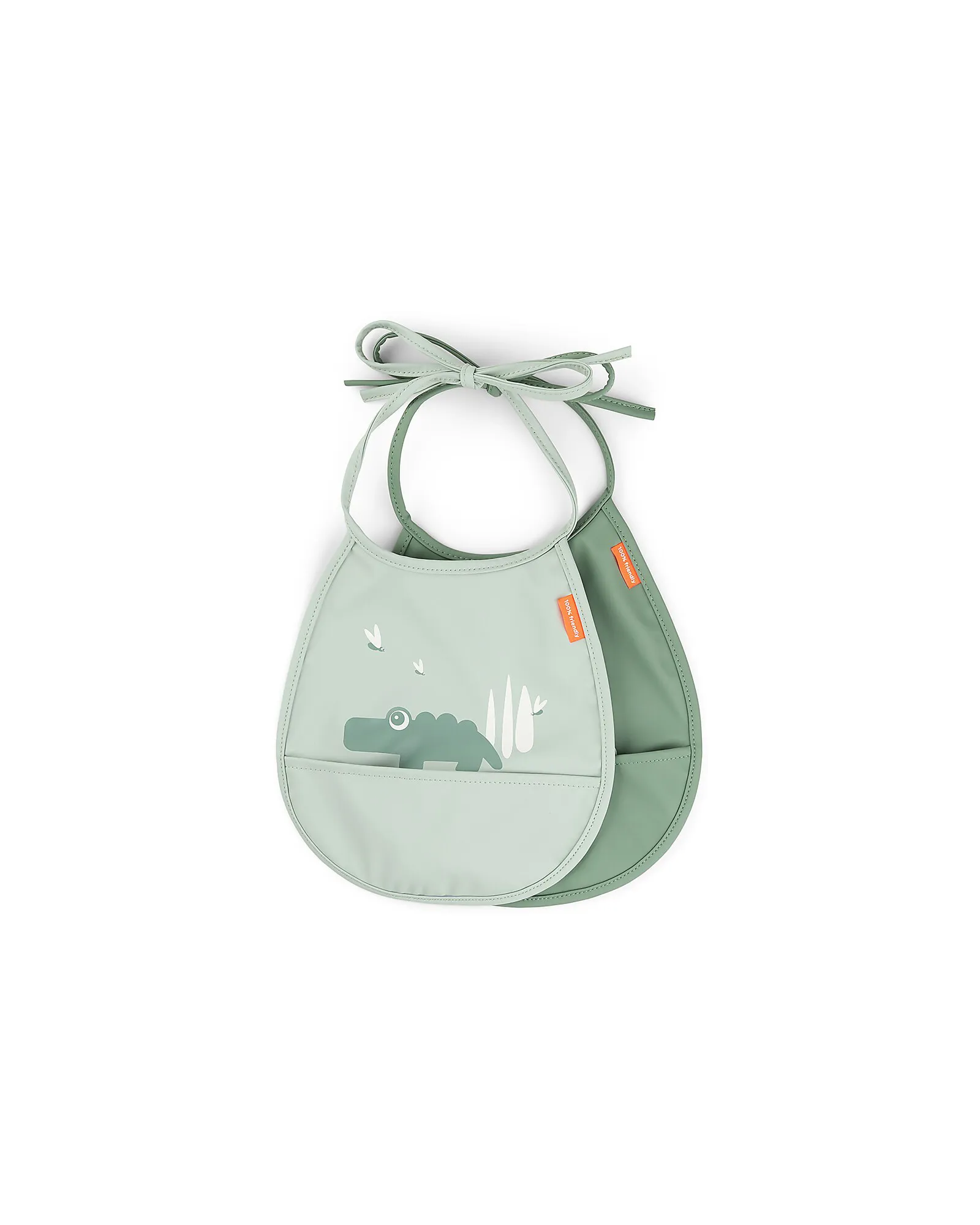 Set 2 bavaglini impermeabili con tasca - Verde