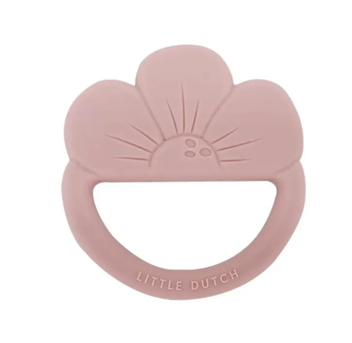 Anello da dentizione fiore rosa