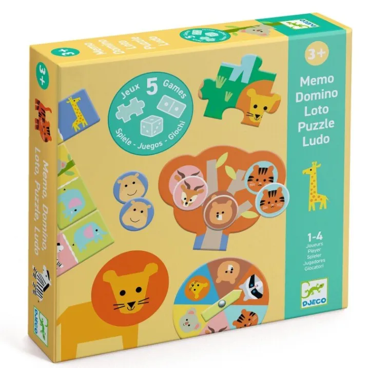 Set giochi Memo-Loto-Domino animali selvaggi