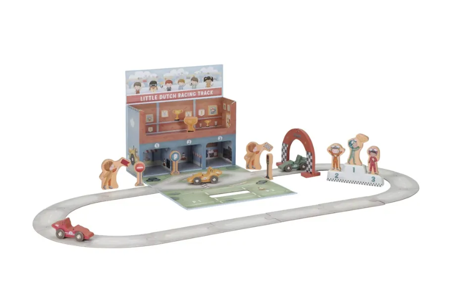 Pista da corsa in legno in custodia da gioco