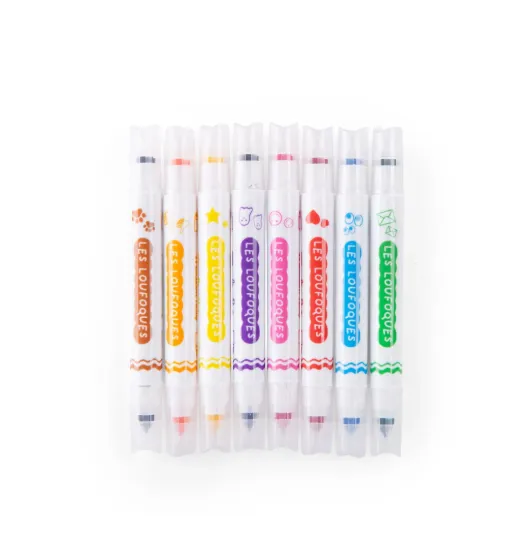 Pennarelli timbro 2 in 1, 8 colori