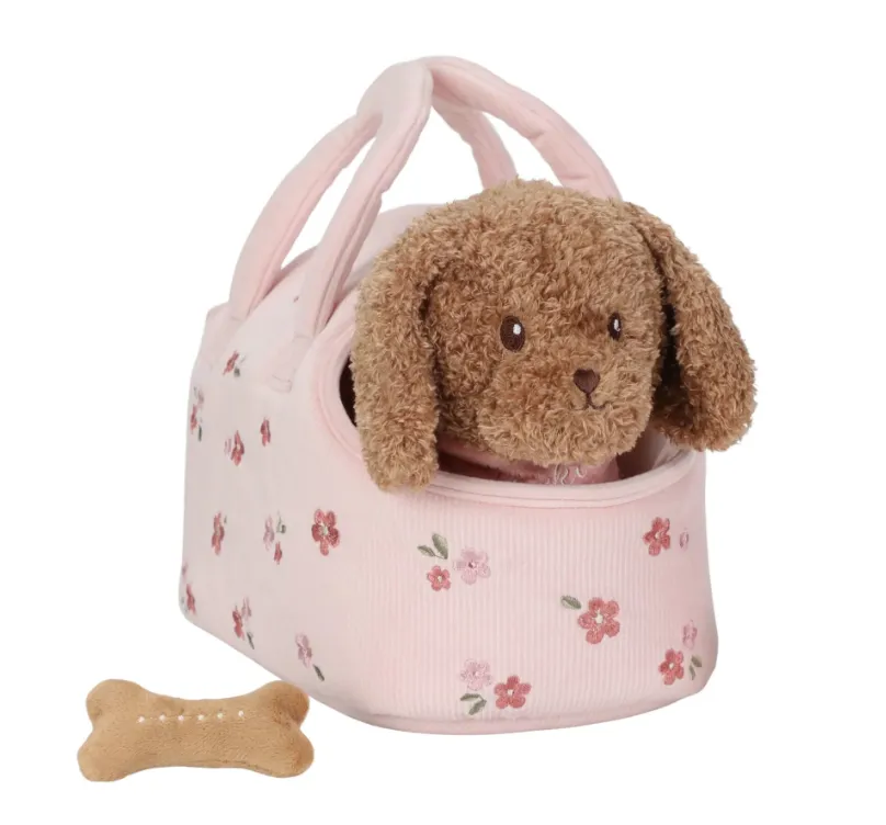 Peluche cane Jackie con trasportino