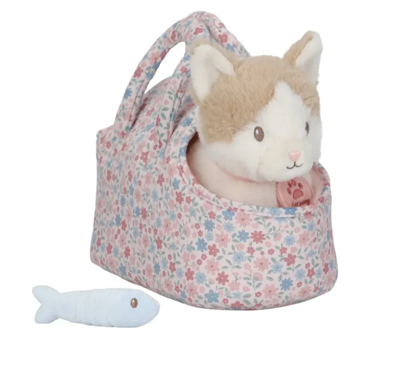 Peluche gatto Marley con trasportino