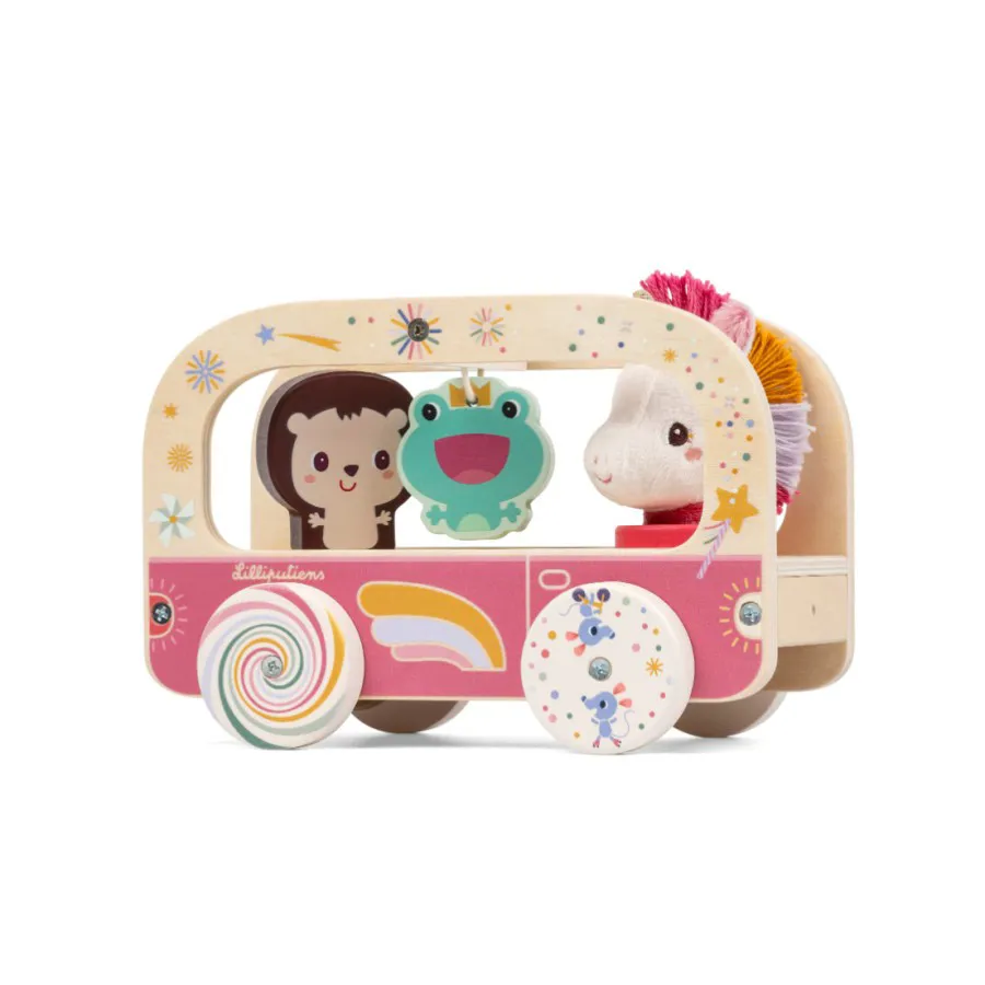 Lena l'unicorno magico autobus di legno