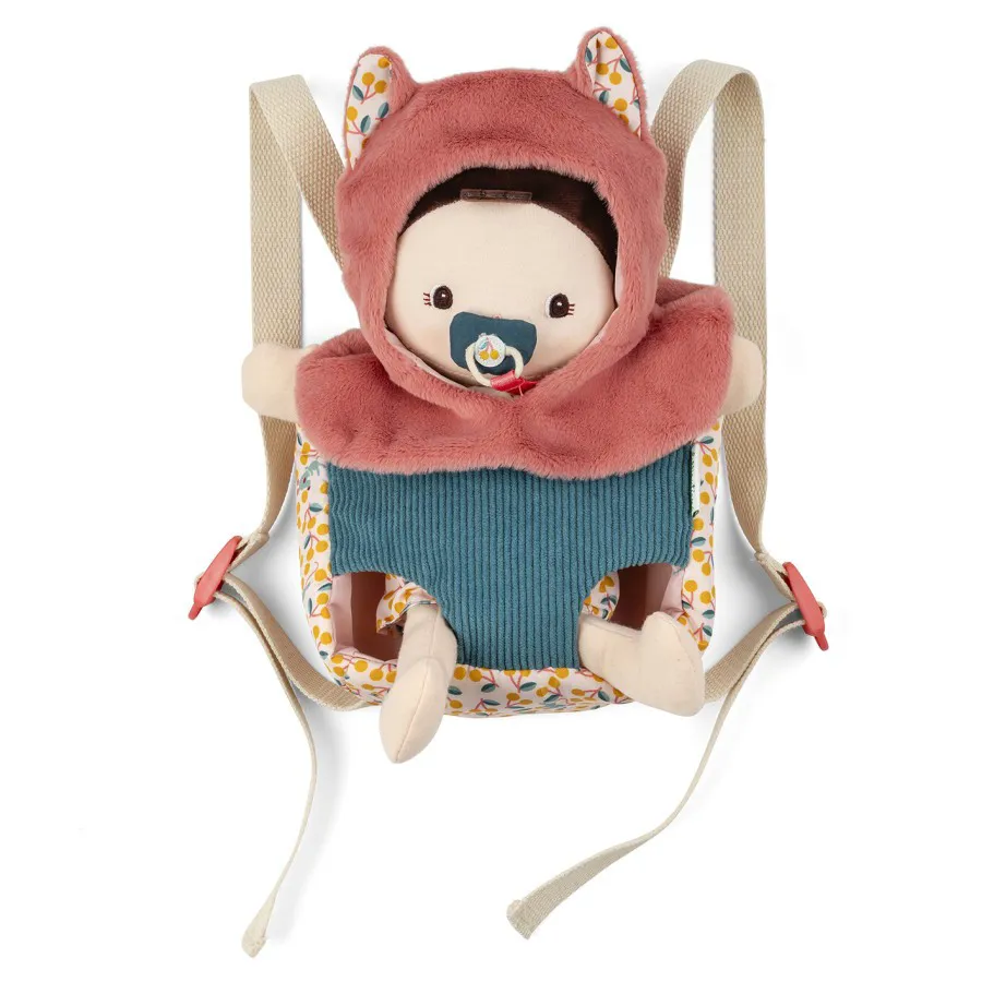 Bambola di stoffa Jeanne e marsupio porta-bebè