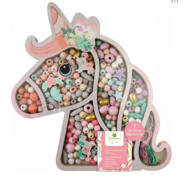 Perline di Legno, Scatola Unicorno