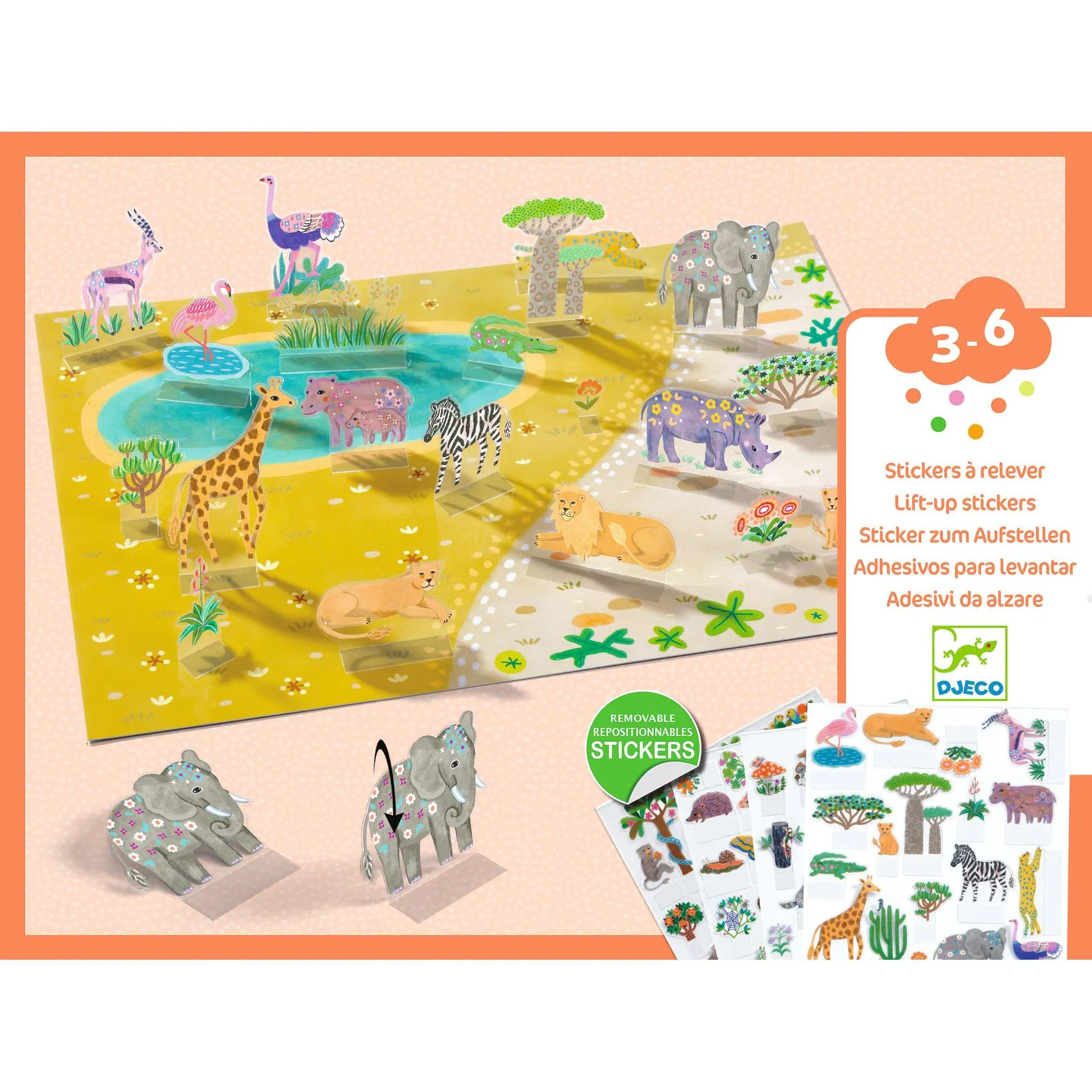 Stickers attacca e stacca 3D – Savana