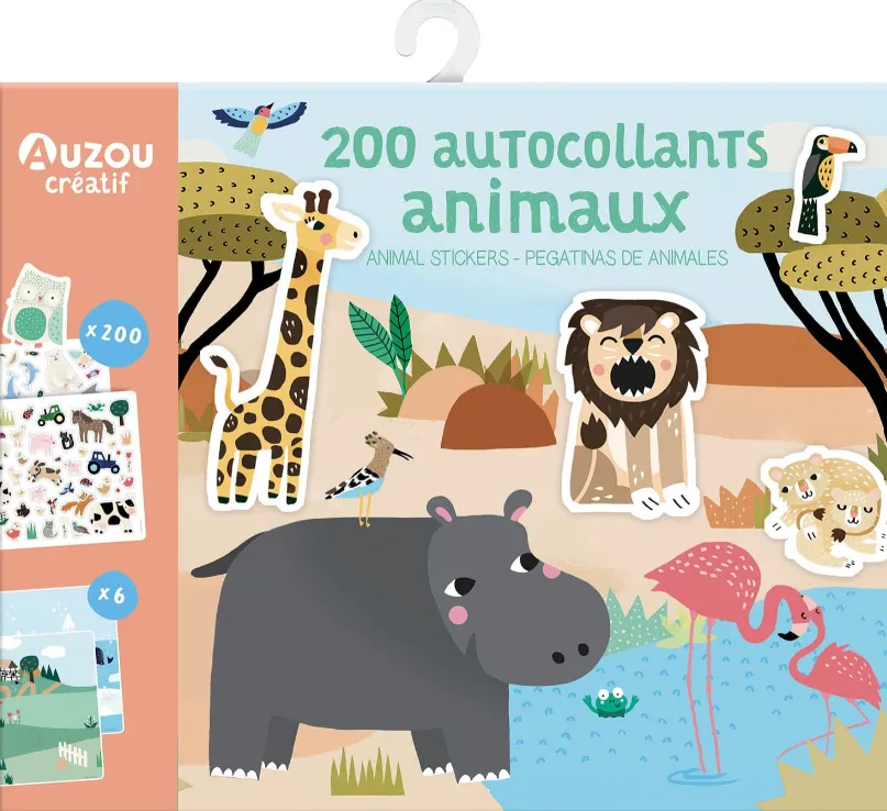 200 Adesivi animali del mondo con fondali