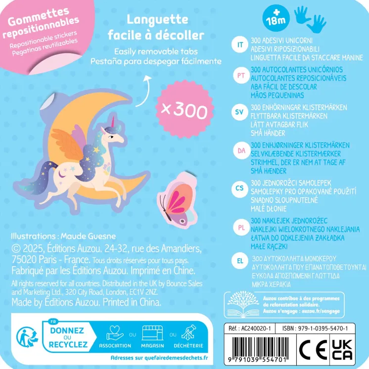 Baby adesivi scatola di latta – Unicorni
