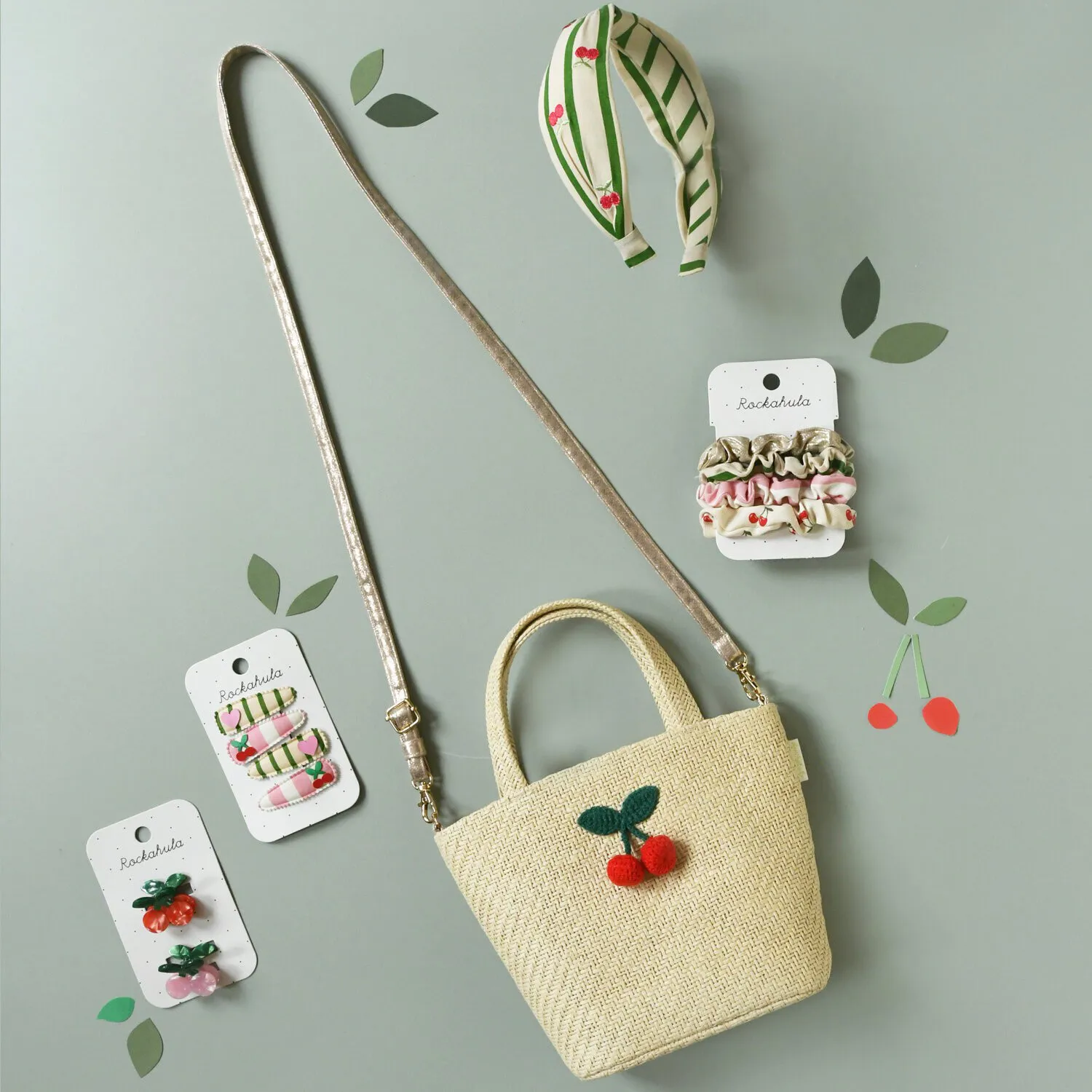 Borsa a cestino con ciliegie all'uncinetto
