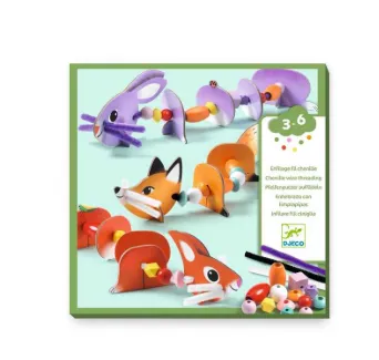 Set gioco di infilatura con fili in ciniglia con simpatici animali