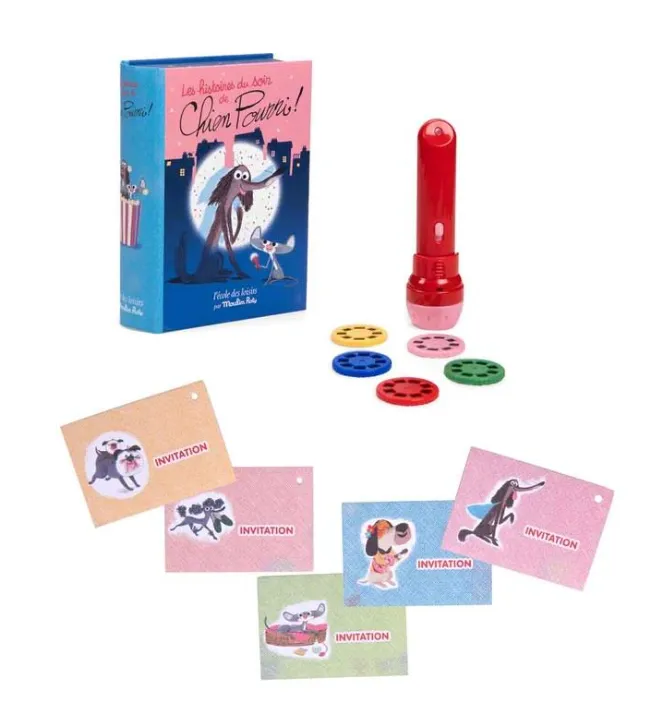 Cofanetto con torcia proietta storie Cane Puzzone